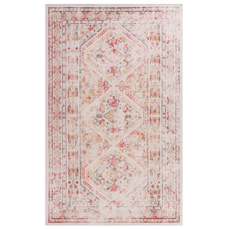 Tapis beige 6 x 9, antidérapant, à poils courts, pliable - lavable pour le revers antidérapant du couloir