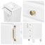 Ensemble de meuble-lavabo autoportant 24 po, armoire en bois d'hévéa et panneau de fibres à densité moyenne avec plateau en céramique, 4 tiroirs (blanc)-1731405760