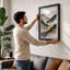 Flowing Waves in Gold Minimalist - Framed Print-1064017385-1064017386