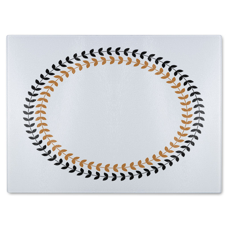 Greek Olive Tree Leaves Glass Chopping Board, 28cm L x 20cm W