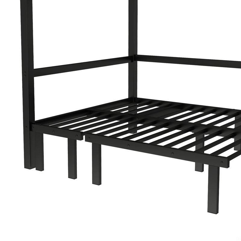 Full Over Full Size Pull-Out Metal Bunk Bed, Lower Bunk