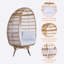 Ensemble de 3 chaises de patio pivotantes en osier brun avec table d'appoint, coussin blanc