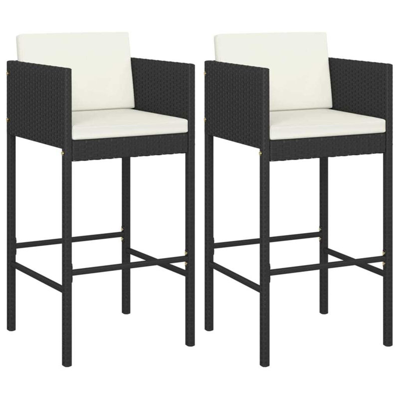 Tabouret de bar 29,9 po avec coussin, Blanc, Noir