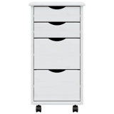 Jennasis vidaXL MOSS 4-Drawer Chest with Wheels, Solid Pinewood, 13.4"x15.4"x25.8"