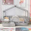 Lit simple en bois avec deux tiroirs, gris