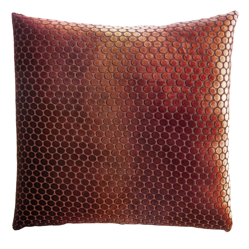 Dots Square Velvet Pillow Cover & Insert, 18"H x 18"W, Paprika