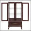 Armoire vitrée élégante en verre avec tablettes réglables, éclairage interne et tiroir rétro pour présentation et rangement-489195673