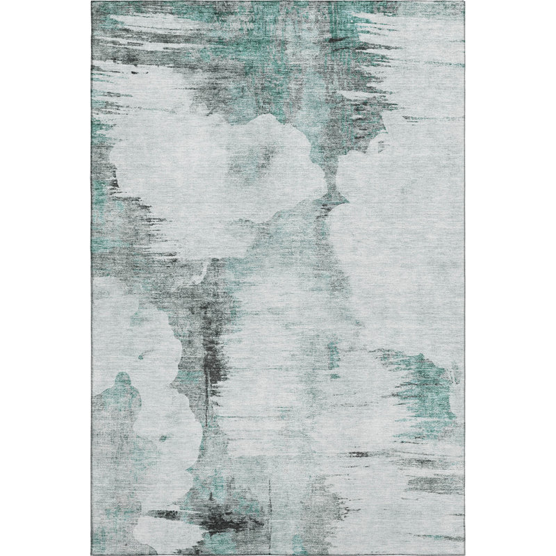 Premium Machine Washable Prisco Teal Rug, Rectangle 9' x 12'