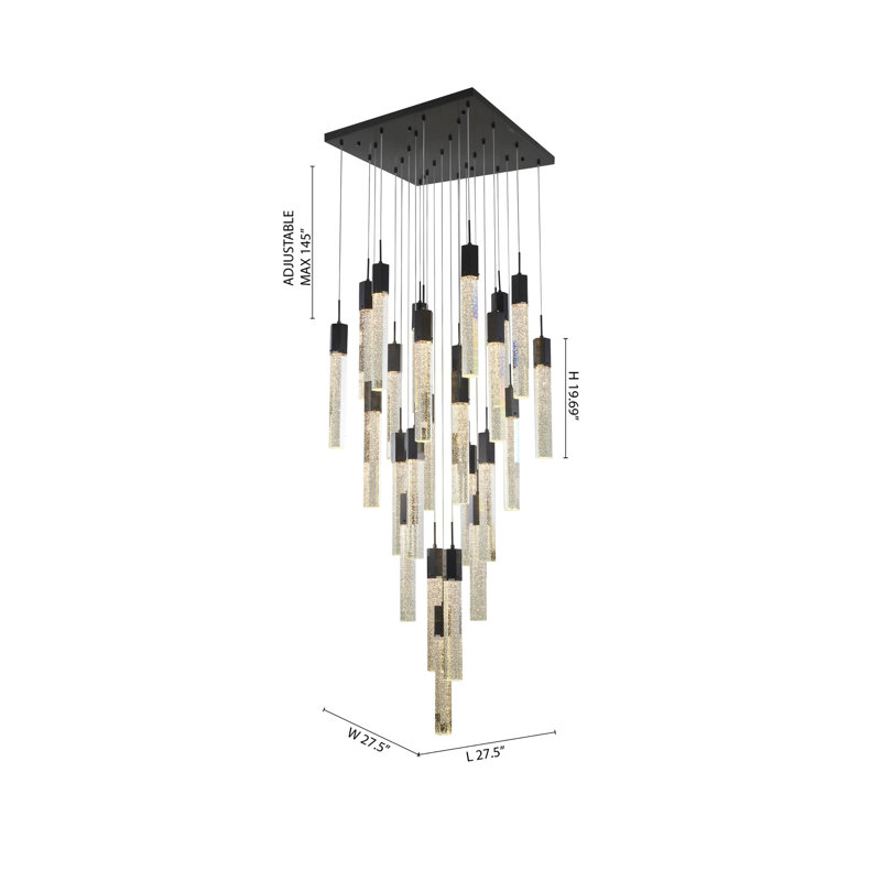 This Exquisite Chandelier Is In A Matte Black Finish. The Frame Is Made Out Of Metal, And It Comes With A Clear Hanging Bubble Crystal. The Adjustable Cord Links Make This Fixture Suitable For Most Ceiling Heights.
