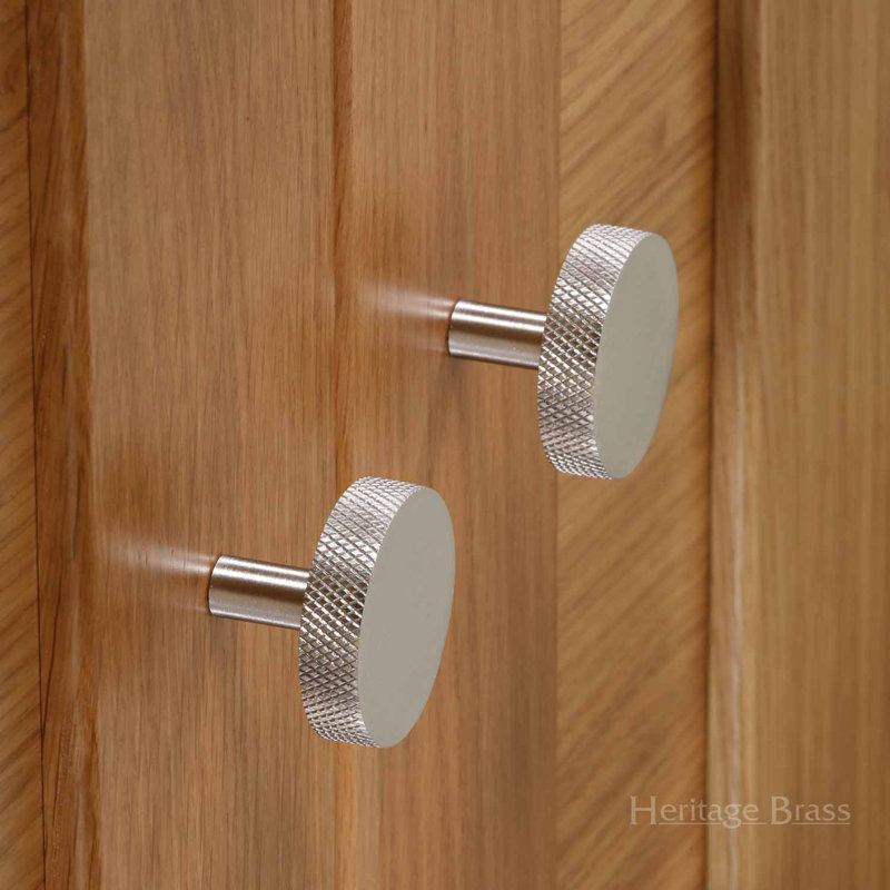 Heritage Brass Signac Heritage Cabinet Knob Knurled Disc Design, Satin Nickel, 2.9cm H x 3.2cm W x 3.2cm D