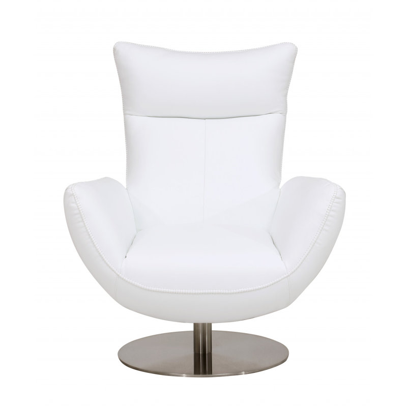 Modern Lounge Chair – Top-Grain Italian Leather, White Genuine Leather