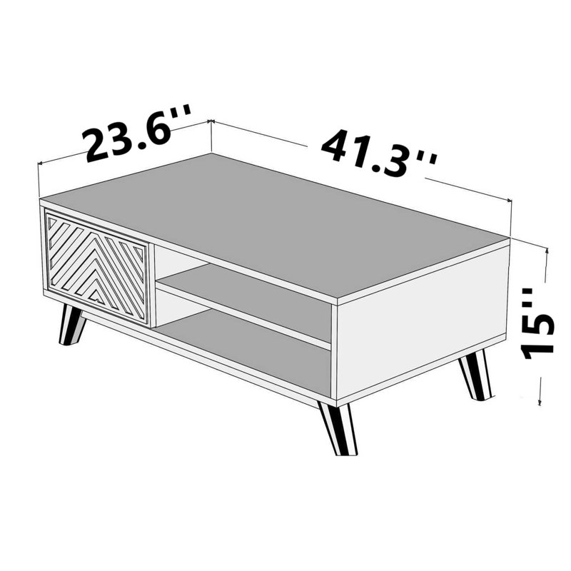 Beil Coffee Table with Storage, Natural Wood
