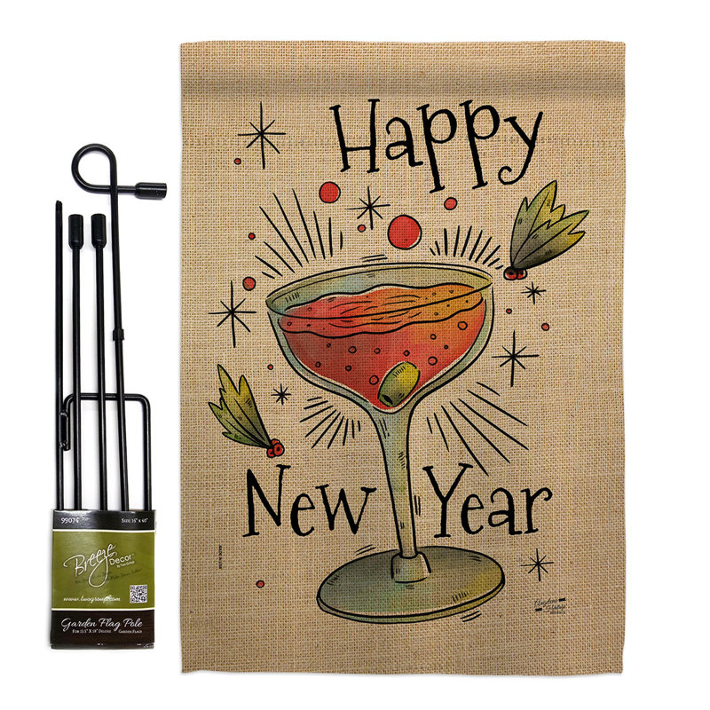 Ensemble de drapeaux 18,5 x 13 po Cheers Happy New Year