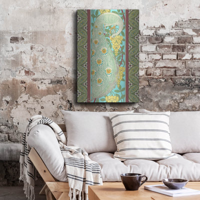 Art mural en métal luxueux «Peacock B» par Jean Plout, 24 po x 36 po