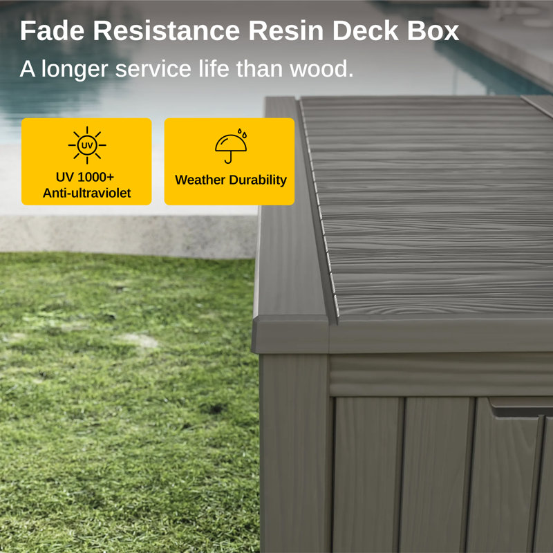 Gray 150 Gallon Lockable Weather-Resistant Plastic Deck Box