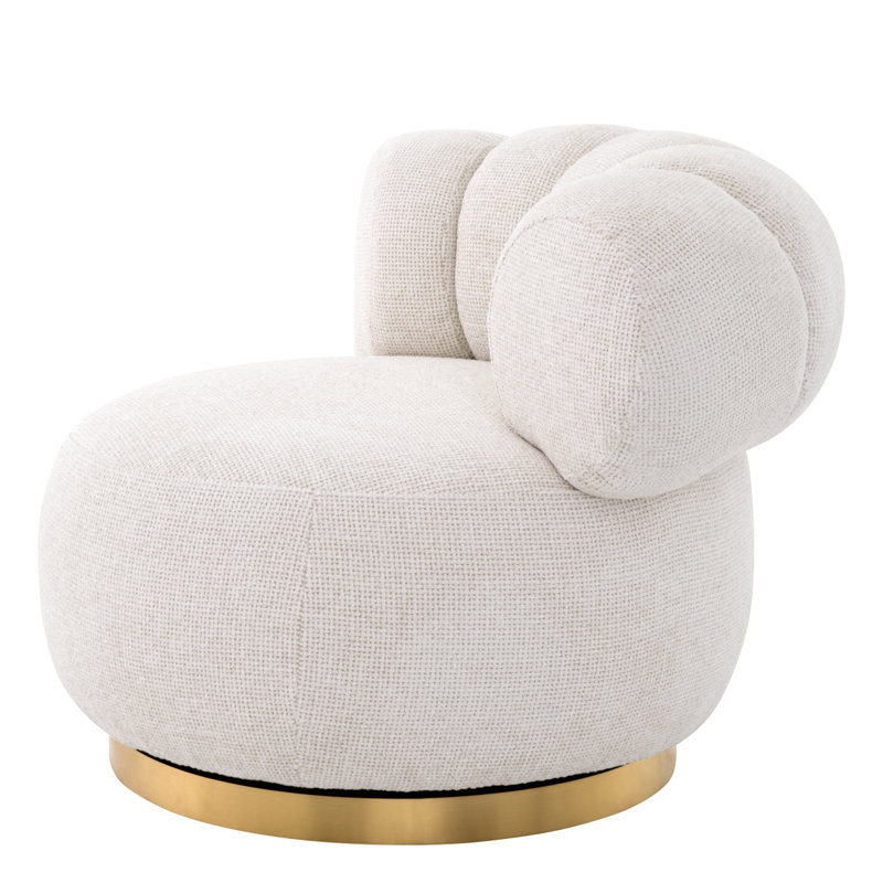 Phedra Swivel Barrel Chair, Lyssa Off-White Polyester Blend
