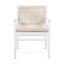 Ensemble de 2 chaises de salle à manger d'extérieur, fauteuil en bois d'acacia avec dossier en corde et coussin hydrofuge, structure blanche, capacité de poids de 400 lb