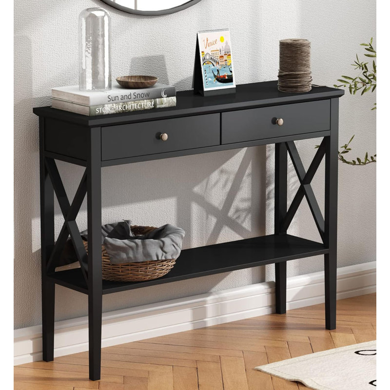 Aba 39.4'' Console Table, Black, Black