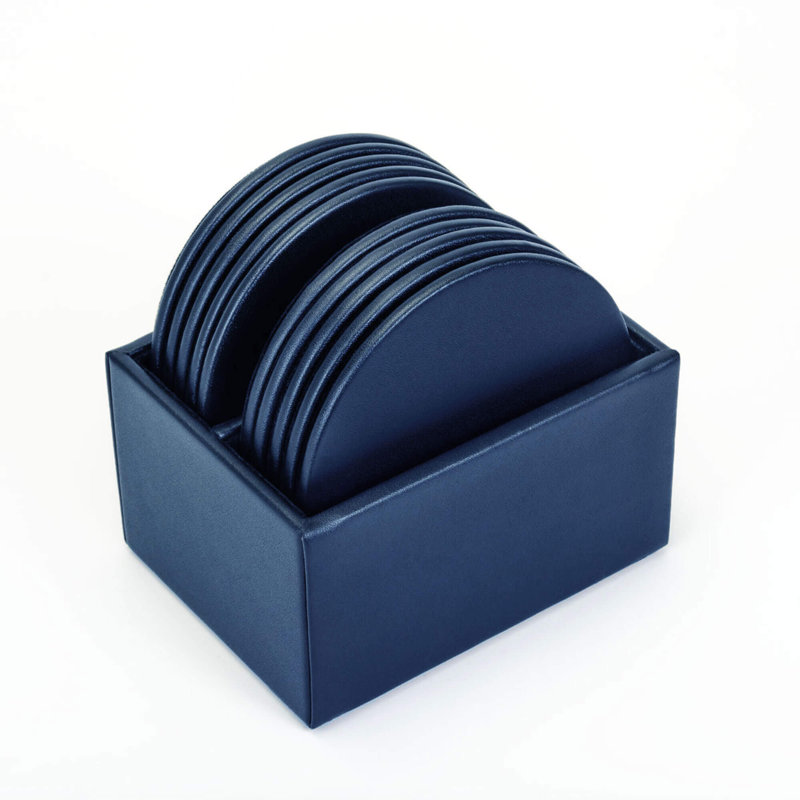 Ensemble de sous-verres Comiskey avec support, Bleu marine