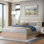Structure de lit grand en bois avec tête de lit tapissier en tissu Boucle