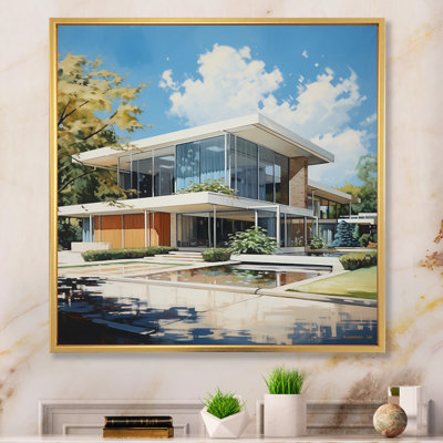 Élégance architecturale beige Mid-Century - imprimé