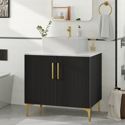 Balconera 30 Inch Single Bathroom Vanity With Ceramic Sink And Engineered Stone Countertop