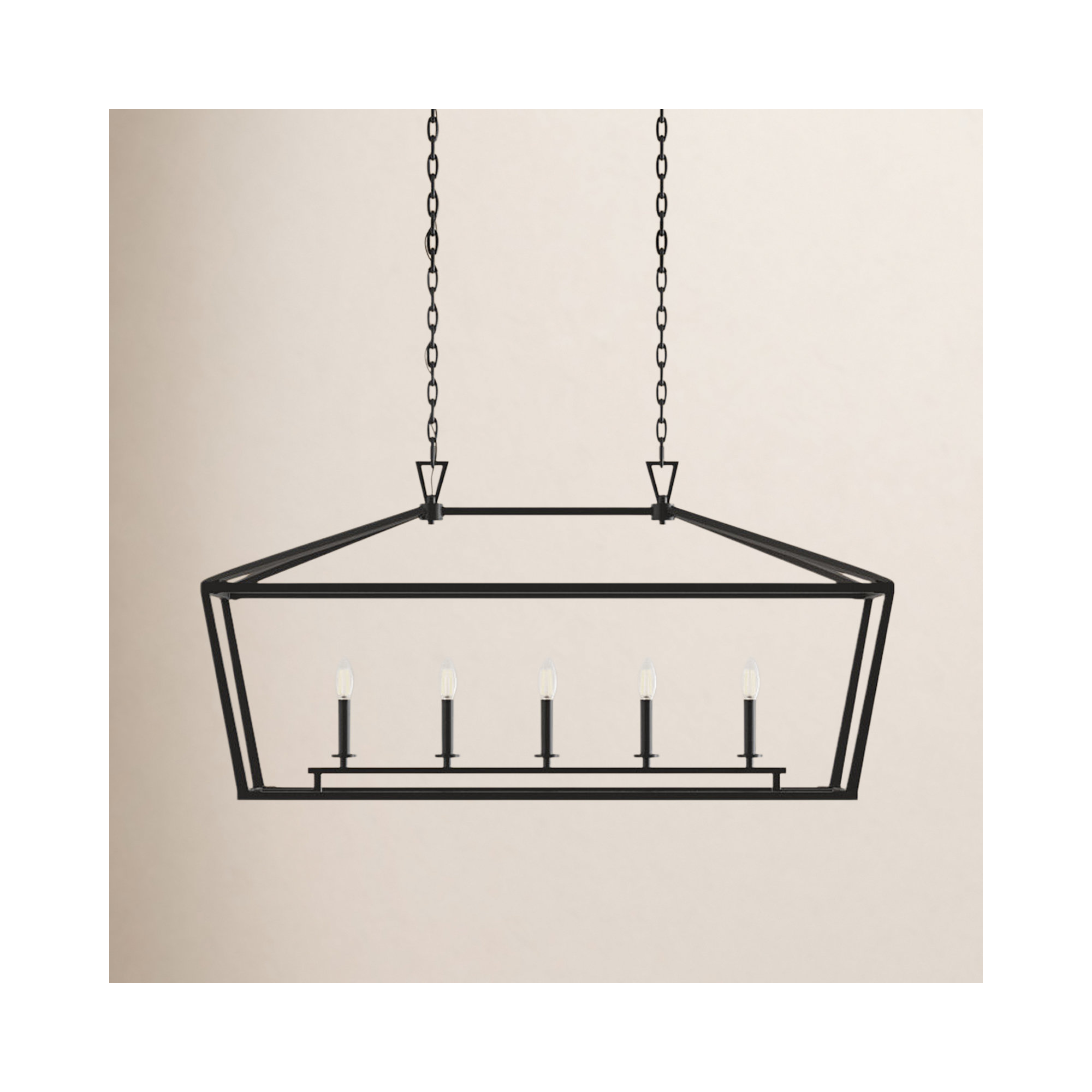 Hastings 5 Light Dimmable Pendant, 23.5" H x 44" W x 16" D, Matte Black