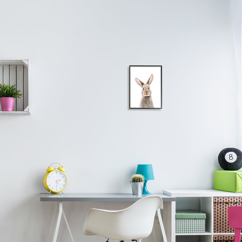 «Rabbit Face», impression encadrée sur bois, Giclée encadrée noir minuit, H 14 po x l 11 po x P 1,5 po
