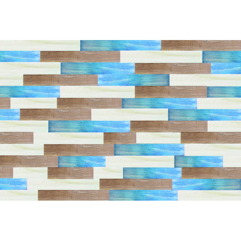 Panneau mural auto-adhésif 5 po x 47 po brun, Crème / Brun / Bleu ciel