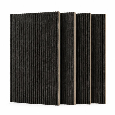 Ensemble de panneaux muraux 3D en faux pierre 47,54 po x l 23,62 po, lambris de polyuréthane noir espace pour téléviseur, bureau et foyer, ensemble de 4 pièces