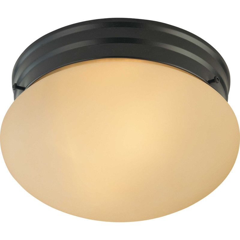Troy 2-Light Indoor 9"W Antique Bronze Simple Round Flush Mount with Sepia Glass Mushroom Shade