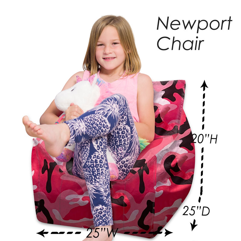 Fauteuil à billes Posh Creations, Nylon doux - rose camouflage et noir