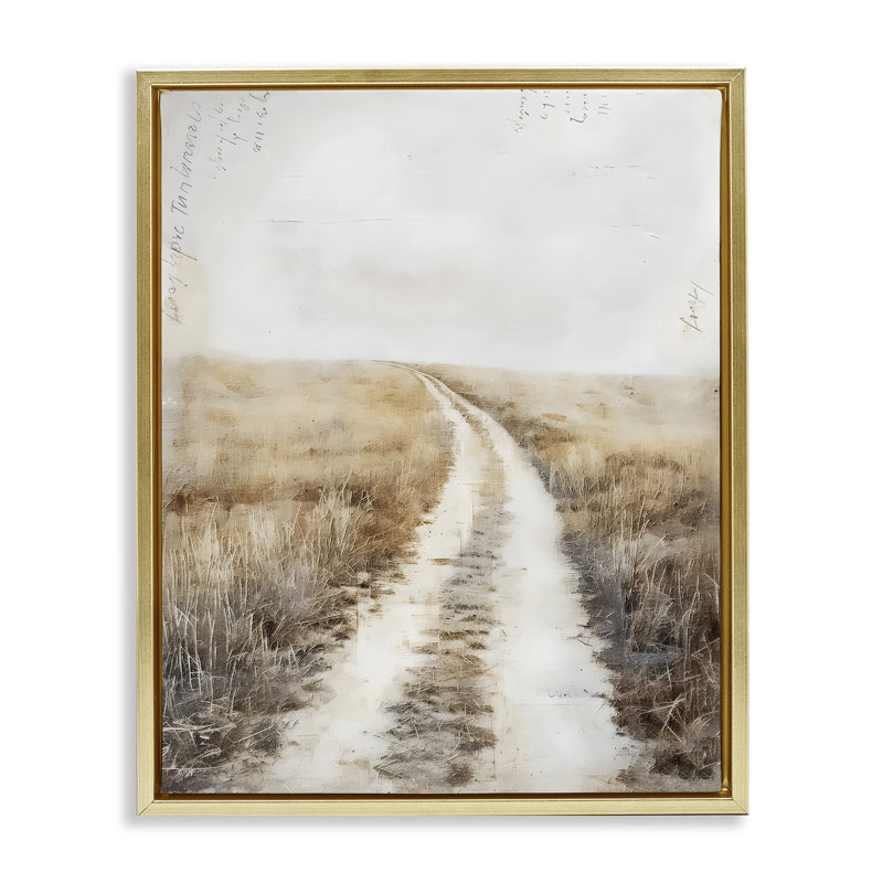 Cadre flottant Soft Prairie Dirt Road, design par Riley B, H 21 po x l 17 po, Cadre flottant métallique doré