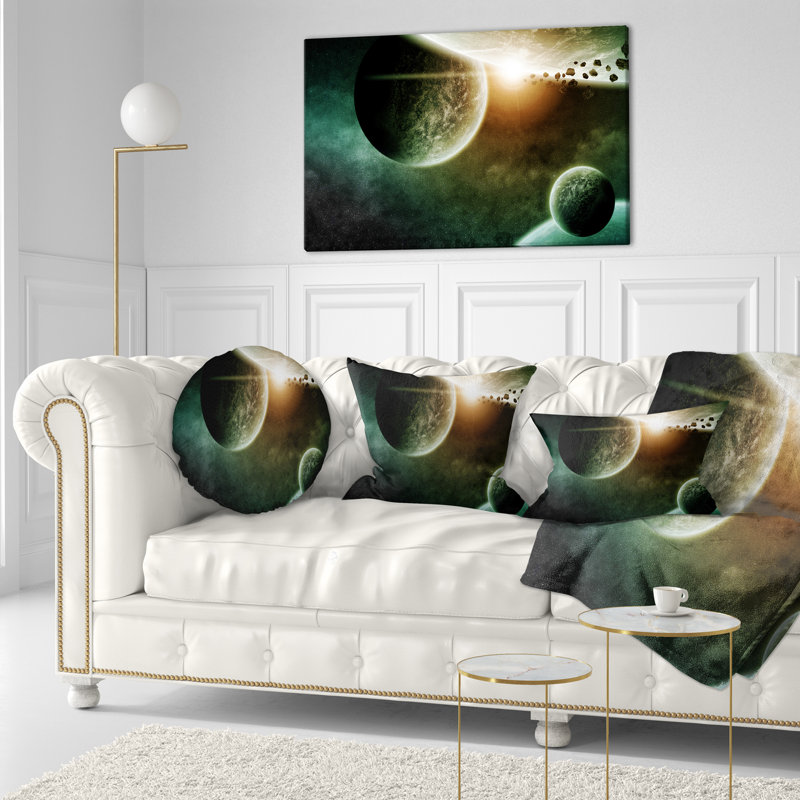 Space Planet - Landscape Printed Throw Pillow