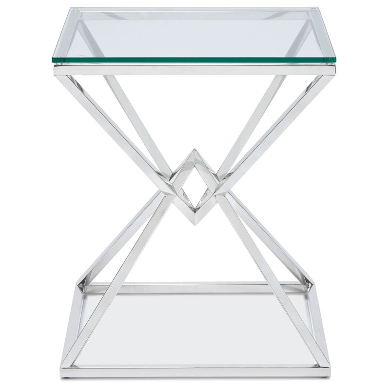 Mongillo Glass Top End Table, Silver