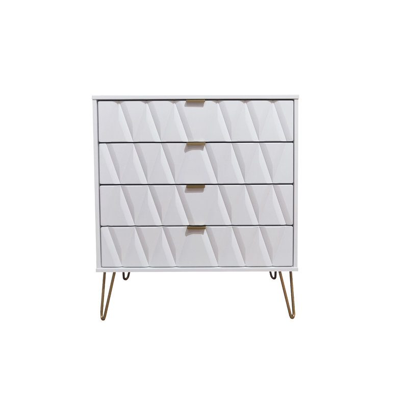 Fully Assembled Forst 4 Drawer Chest, White/White