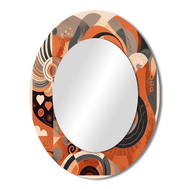 Evolving Abstractions IV - Miroir mural orange Mid-Century, 43 po x 33 po