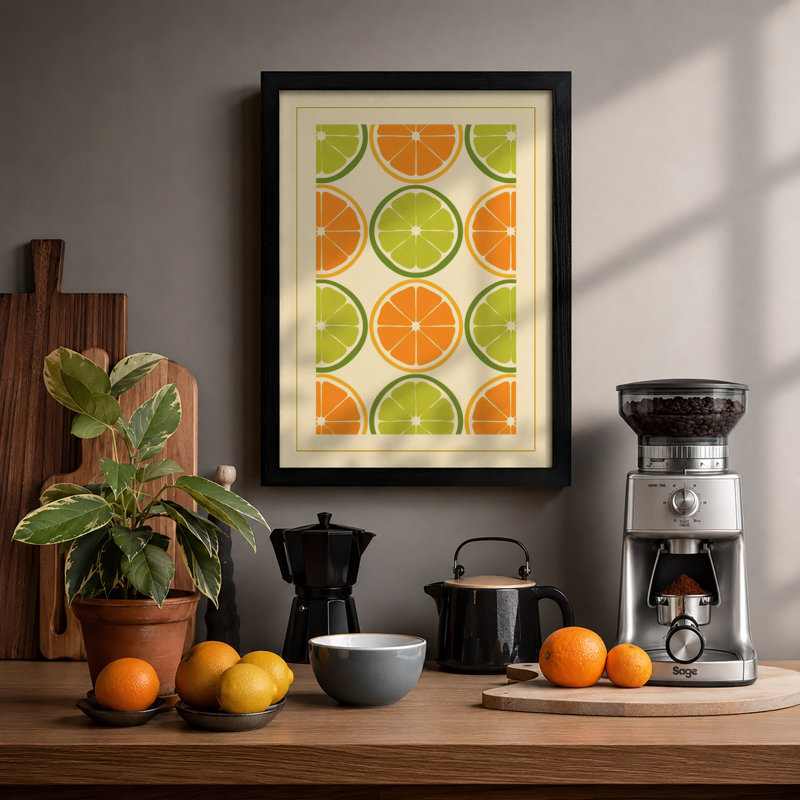 Citrus Grid Modern - Framed Print, A1 - 84.1 x 59.4 cm, Black