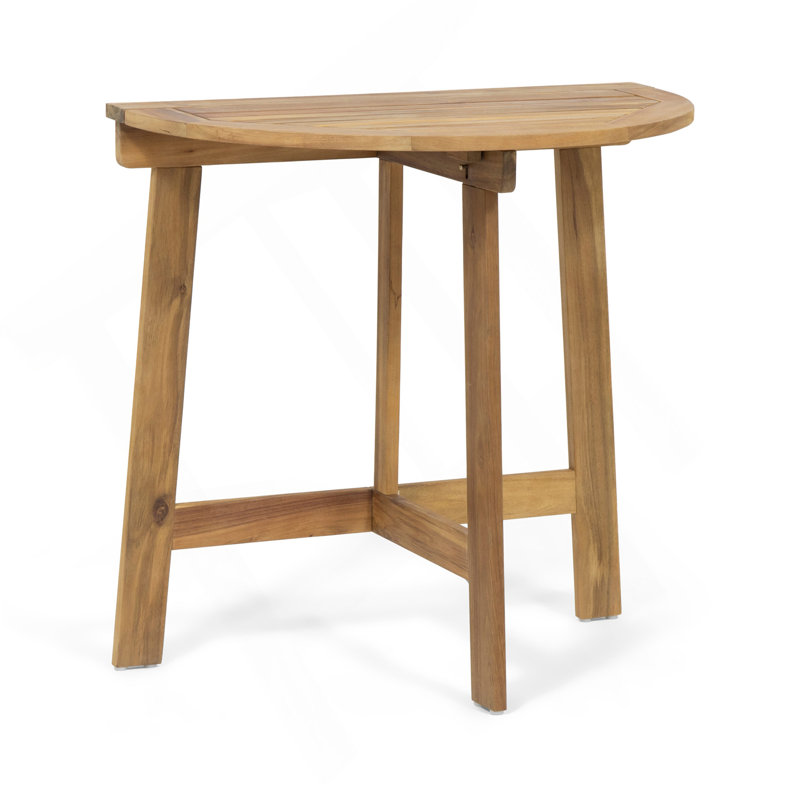 Outdoor Half-Round Folding Acacia Wood Bistro Table, Natural, Natural