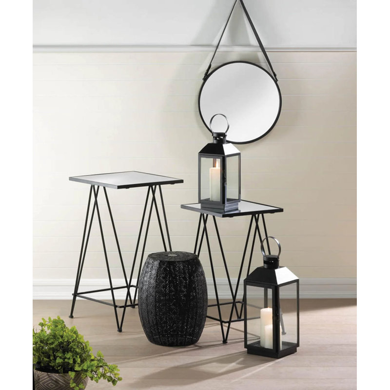 Miroir suspendu avec sangle en faux cuir