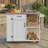 Outdoor Kitchen Island Fir Wood Prep Station Lockable Kitchen Cart with Stainless Top, Ample Storage Space, Towel and Spice Racks for Patio and Outdoor-1099927740