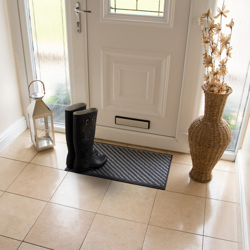 Non-Slip Striped Indoor Doormat, Rectangle W40 x L70 cm, Grey