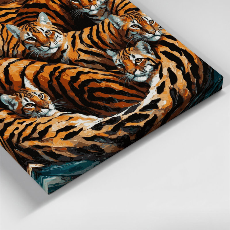 «Cats Toyger», art mural sur toile noire, H 20 po x l 30 po
