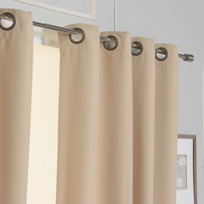 Flame Retardant Thermal Insulated Blackout Curtain, 52" W x 84" L, Beige
