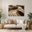 Art mural horizontal rayé horizontal brun foncé en métal beige-1773611253
