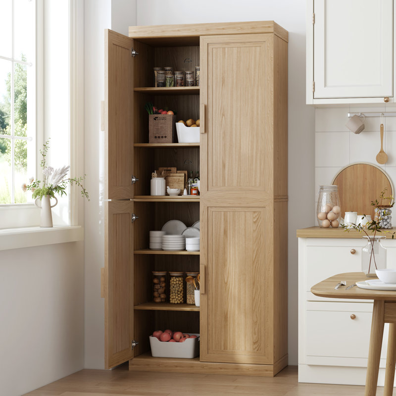 Armoire de rangement avec tablettes réglables Nashaya, Bois naturel, 2 PCs-36"H+36"H