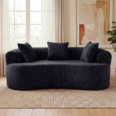 Crescent-Shaped Sofa with Deep Cushions, No Assembly Required
