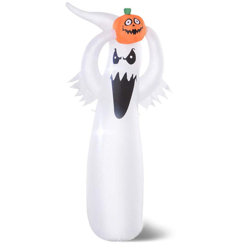 HOMCOM 6FT 1.8m LED Halloween Inflatable Decoration Ghost & Pumpkin Party