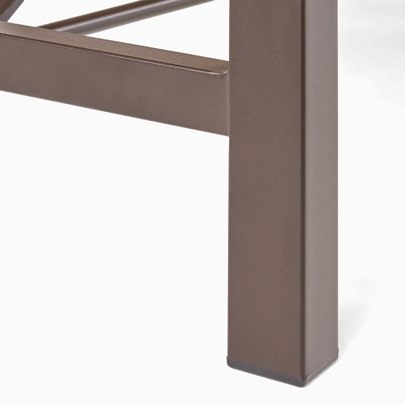 Table basse d'extérieur en bois d'acacia, finition teck / métal rustique brun et noir, P 27,25 po x l 45,75 po x H 18 po