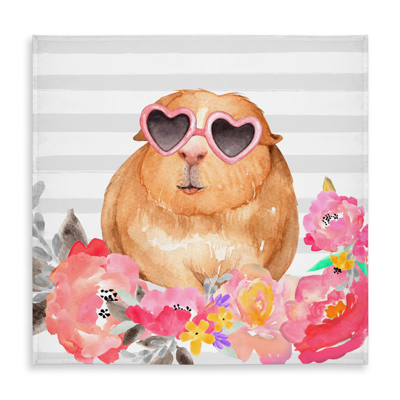 Guinea Pig with Glasses Tablecloth | Flowers Bedroom Decor